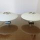 Pair of wall lamps saucer space age in white opaline 1970