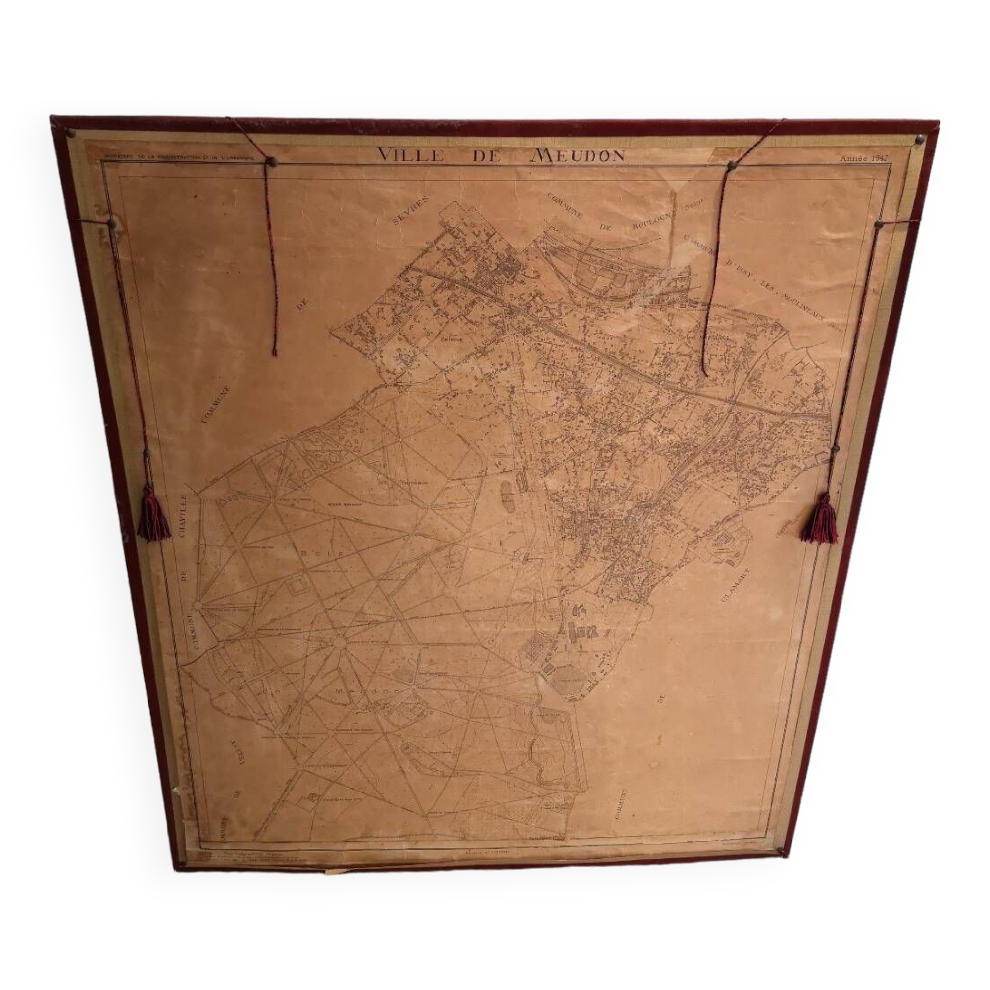 Historical map of the town of Meudon 1947 Ministry of Reconstruction