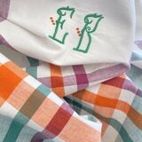 Antique hand-monogrammed tablecloth EB - Cotton - 150x150 cm