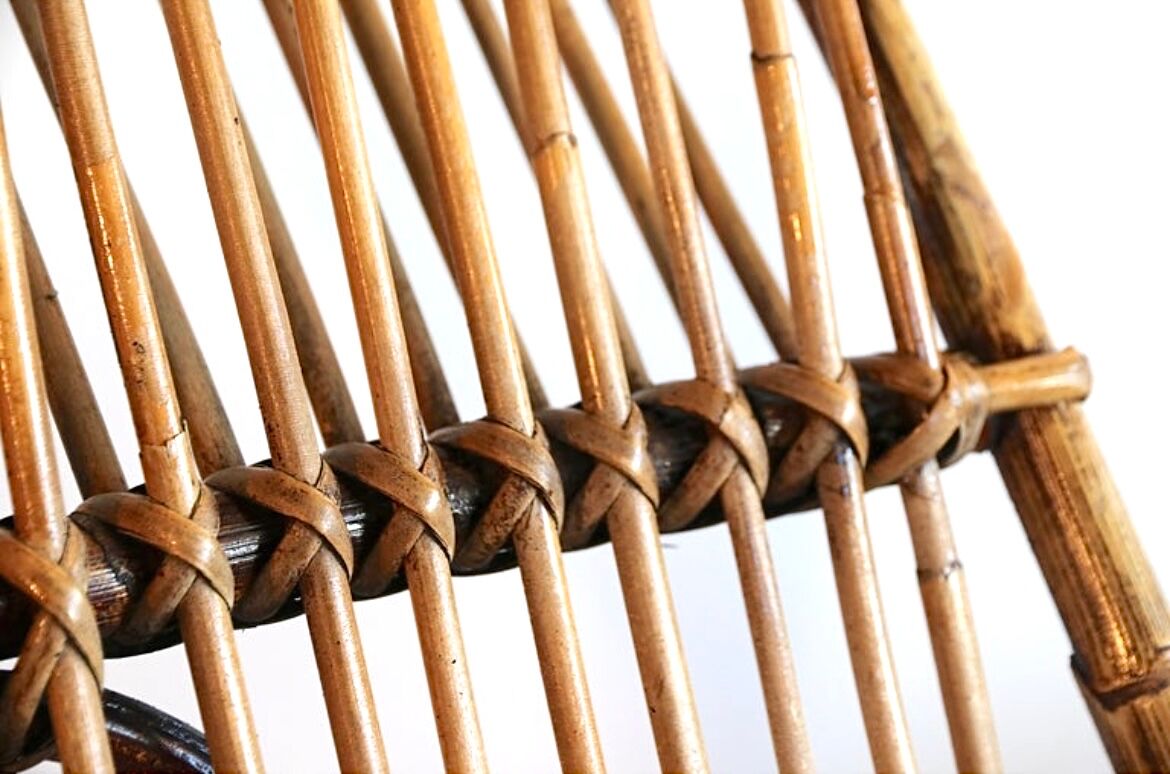 Rocking chair in bamboo and rattan, 1950