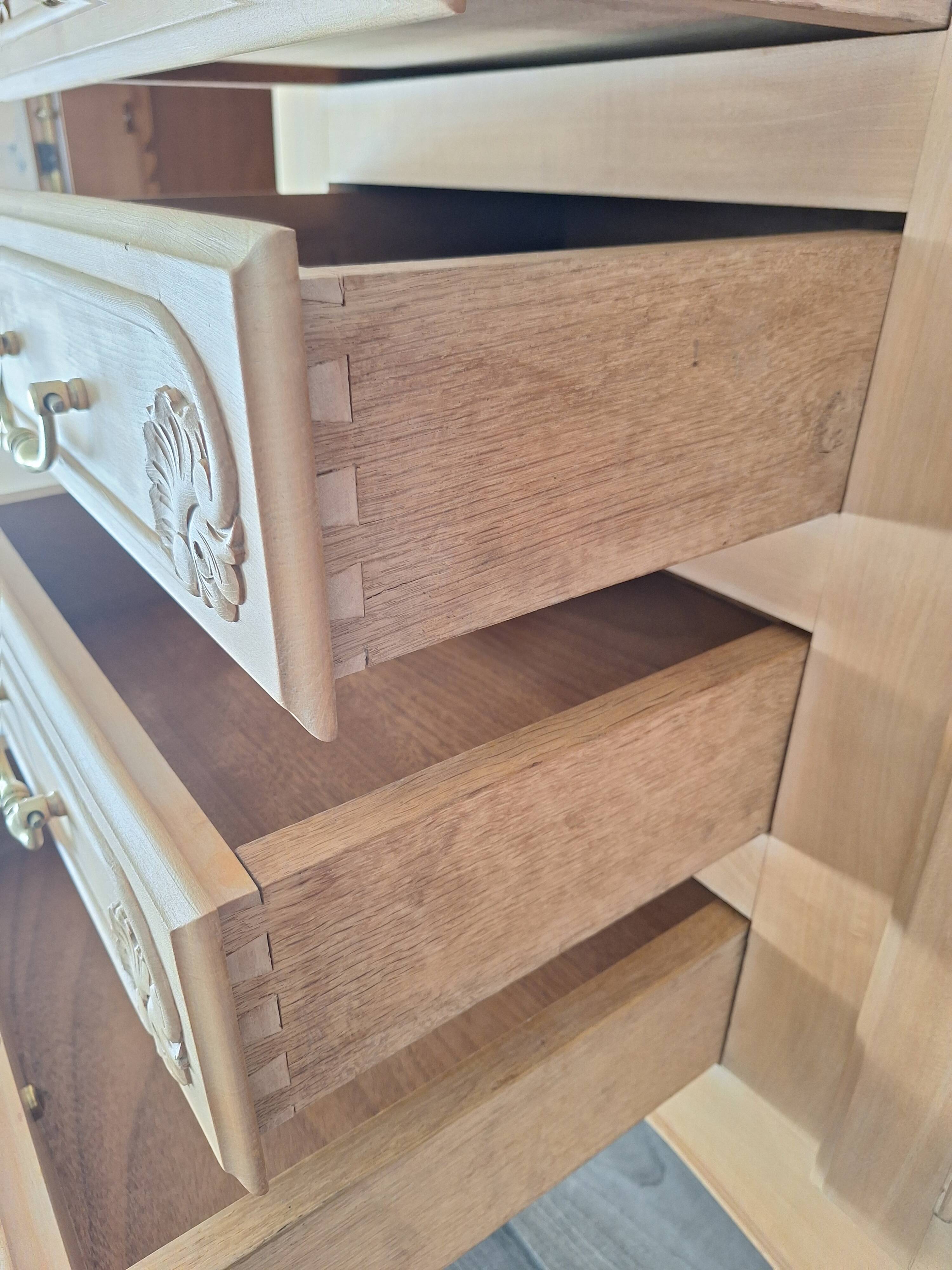 Low buffet in solid cherry wood renovated – Louis XV style – 250 cm