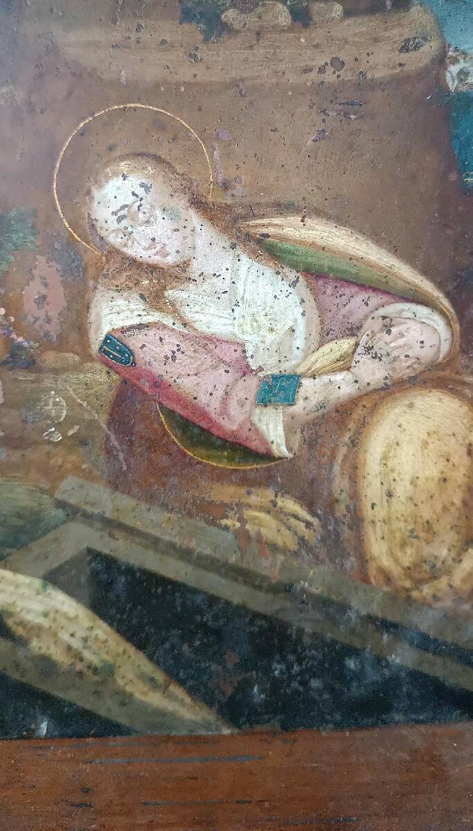 Antique painting on copper, Flemish school, 17th century, representing a saint