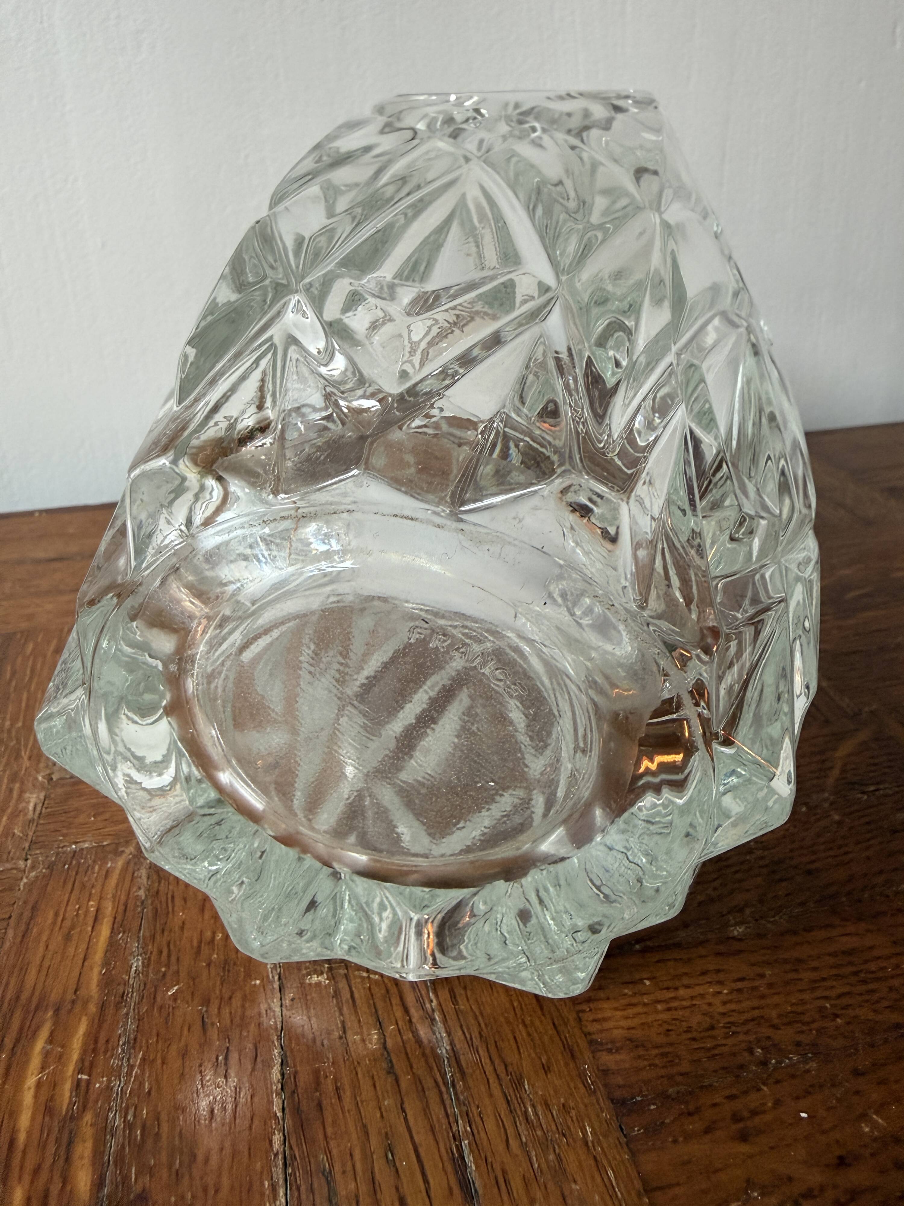 Cut glass transparent vase