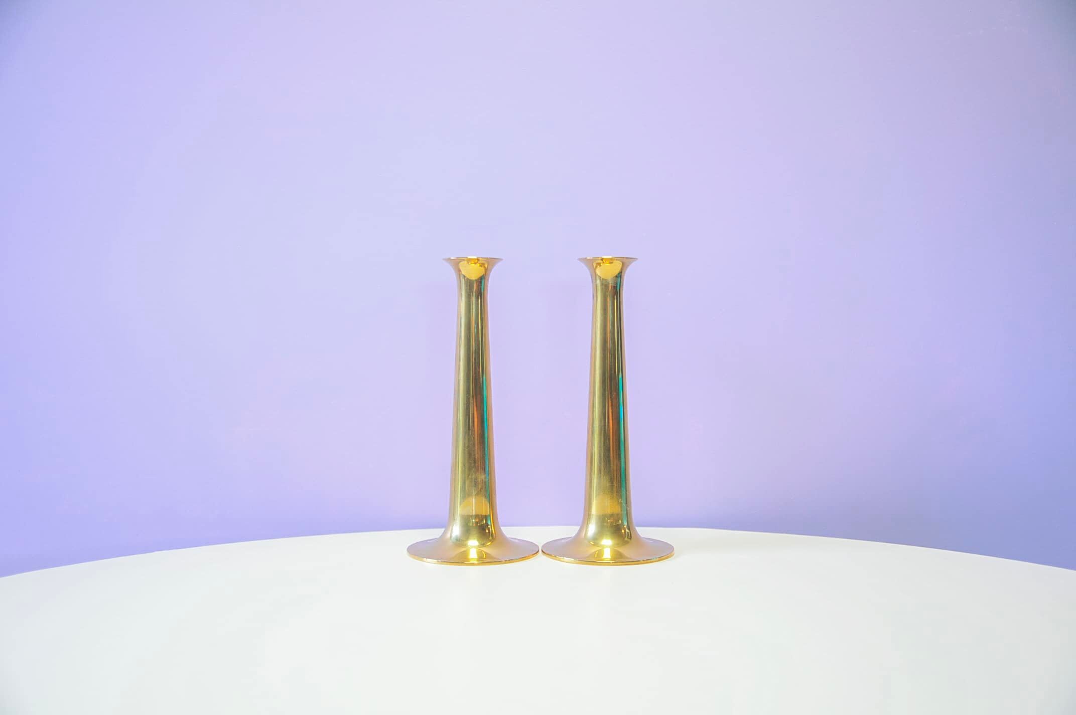 Ensemble de 2 candélabres en laiton Hans Bølling
