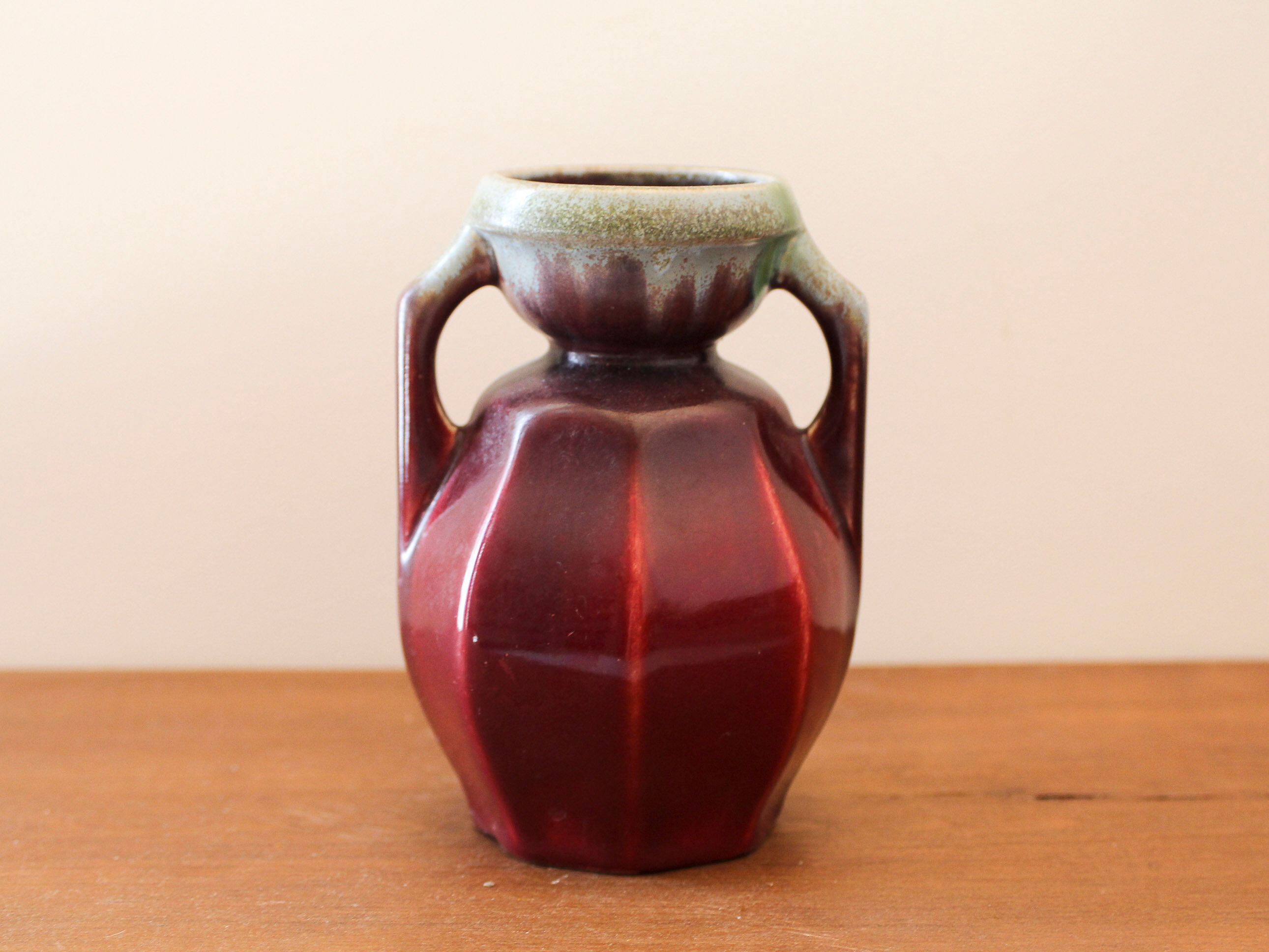 Faiencerie double handle vase from Thulin Belgium