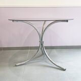 Chromed metal and smoked glass table