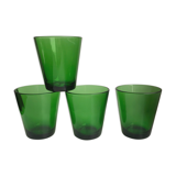 Set of 4 green glasses 70s