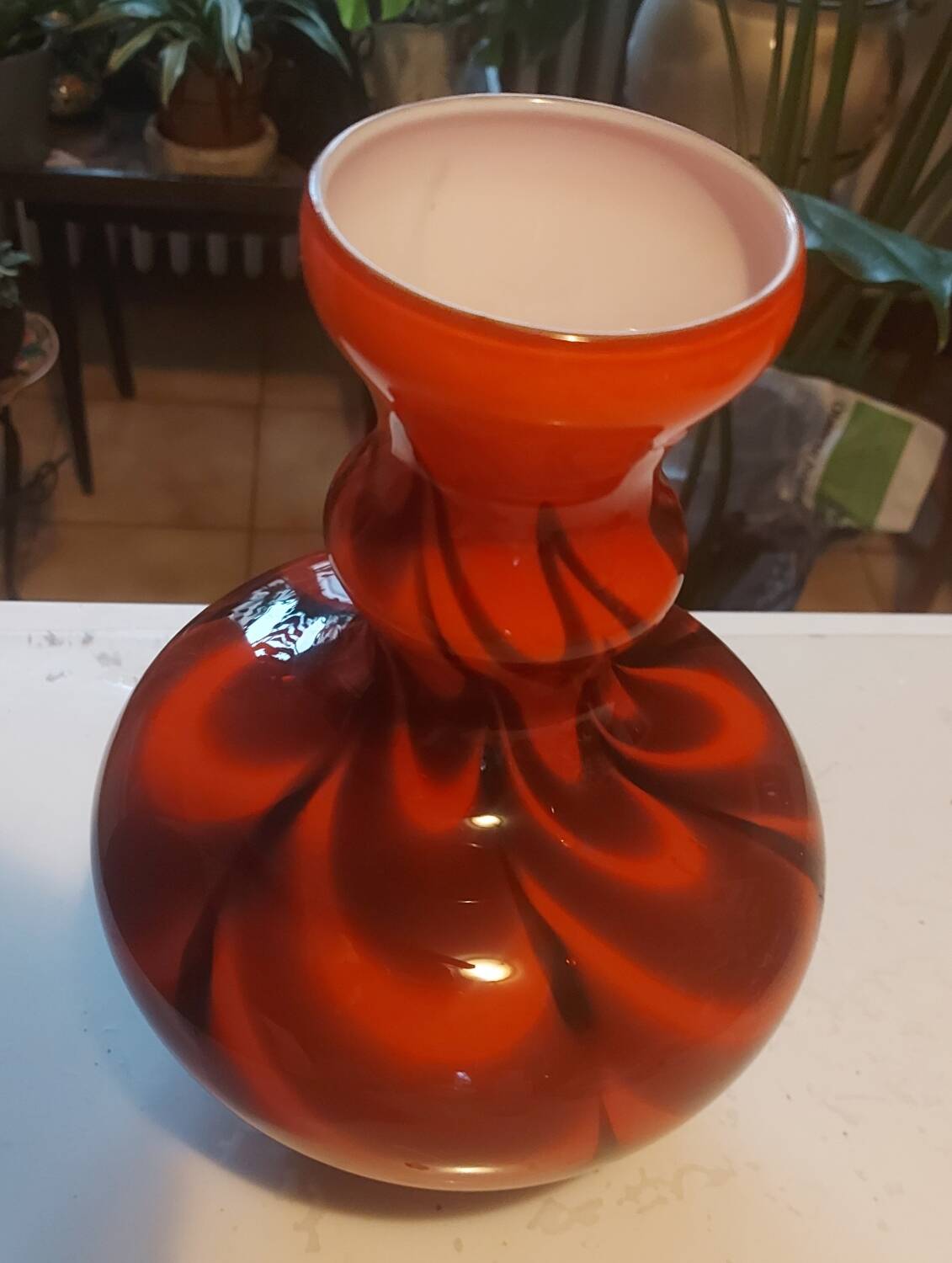 Vintage red opaline vase