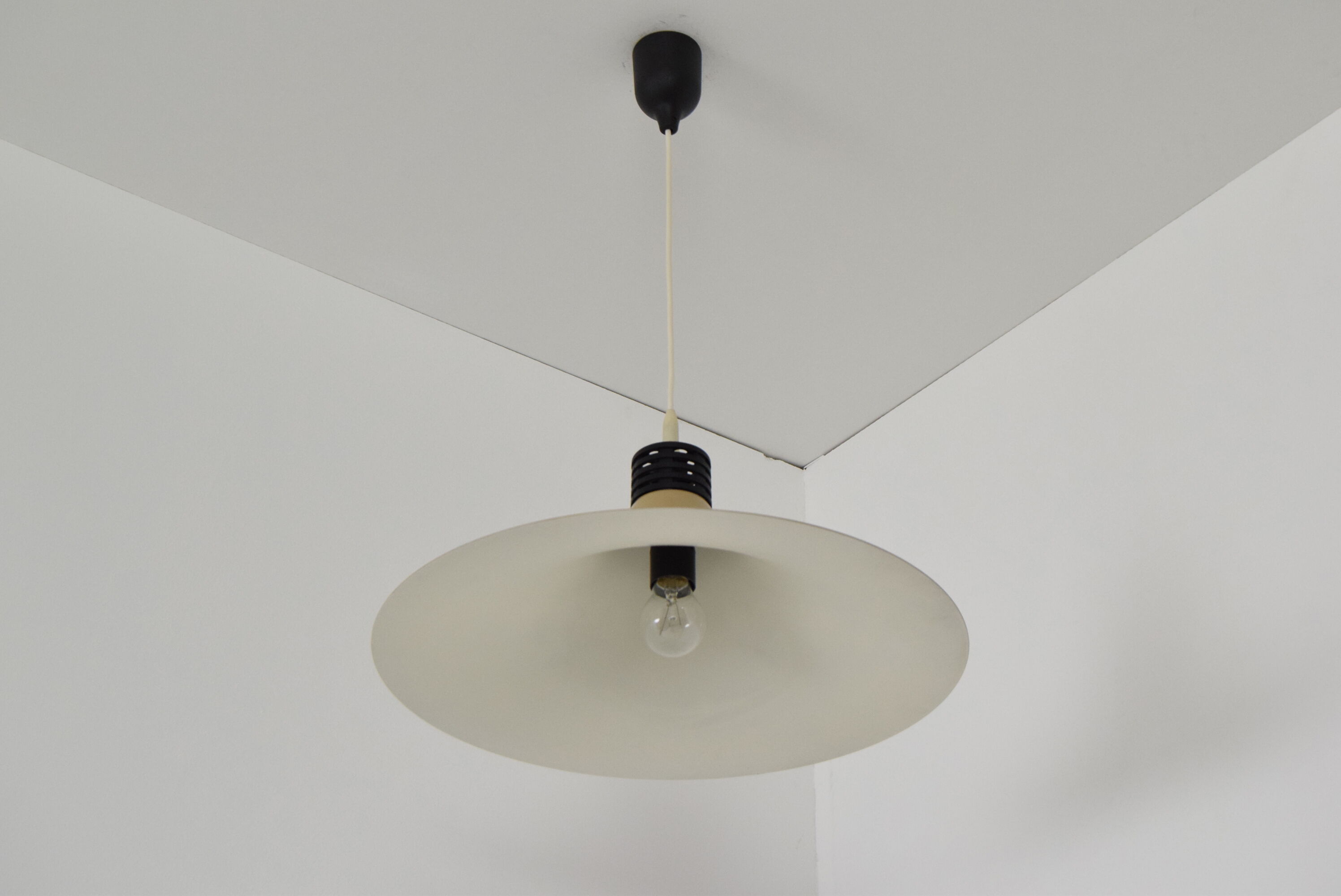 Mid-century Brown Lacquered metal Pendant circa 1980's.