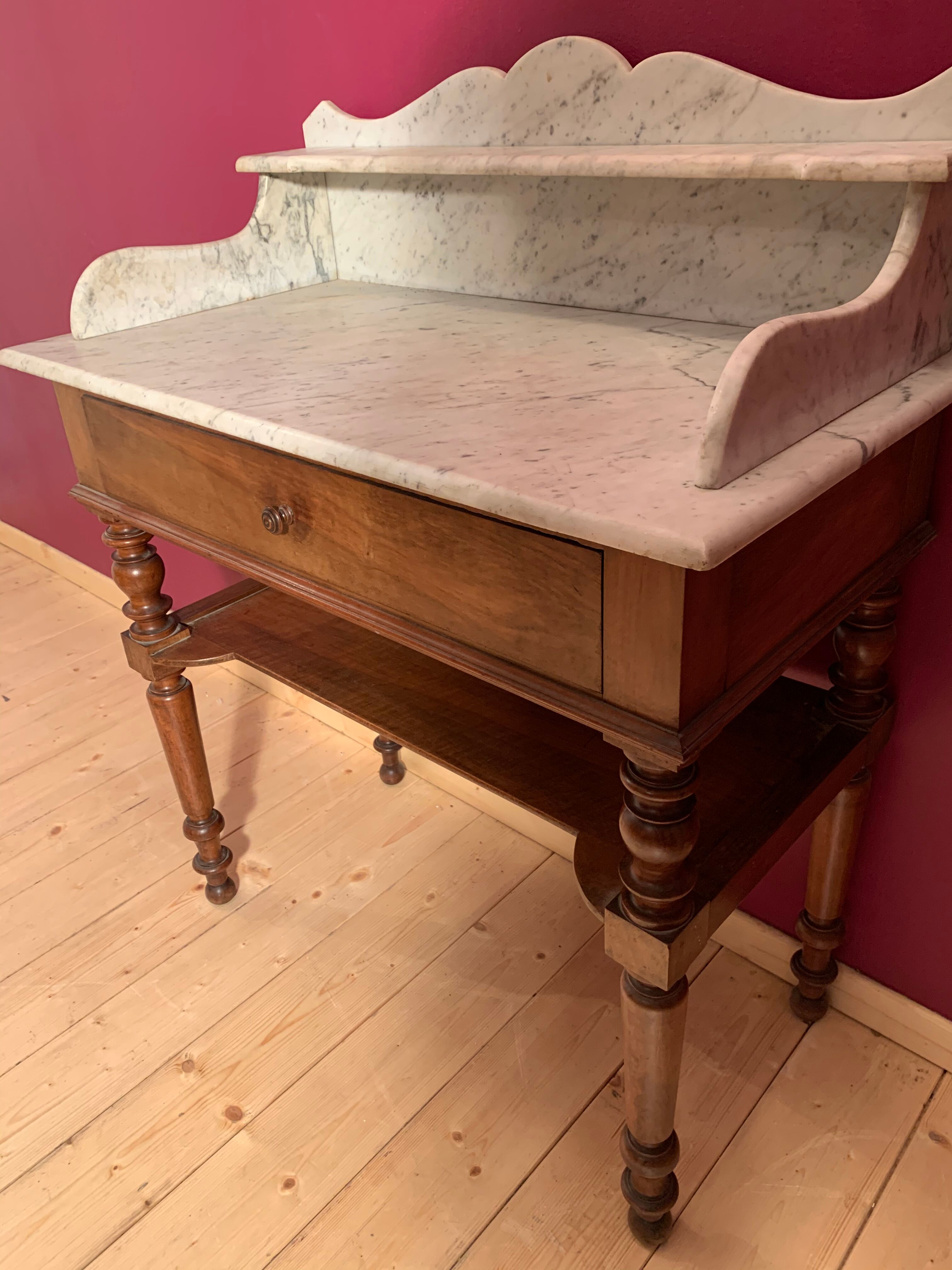 Wooden toilet table - marble