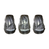 Set of 3 Art Deco glass paste tulips signed Degué