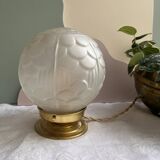 Lampe à poser vintage ronde en verre translucide - globe fleur