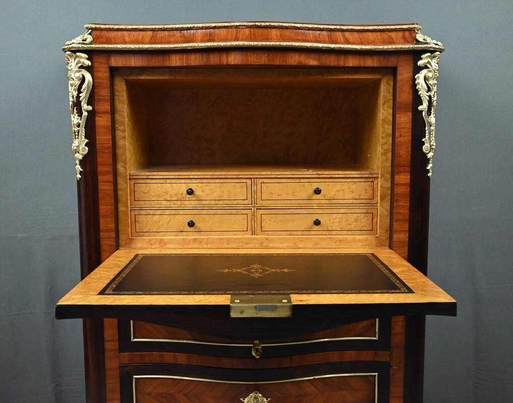 Secretary in precious wood marquetry, Napoleonic III period – Mid 19th century