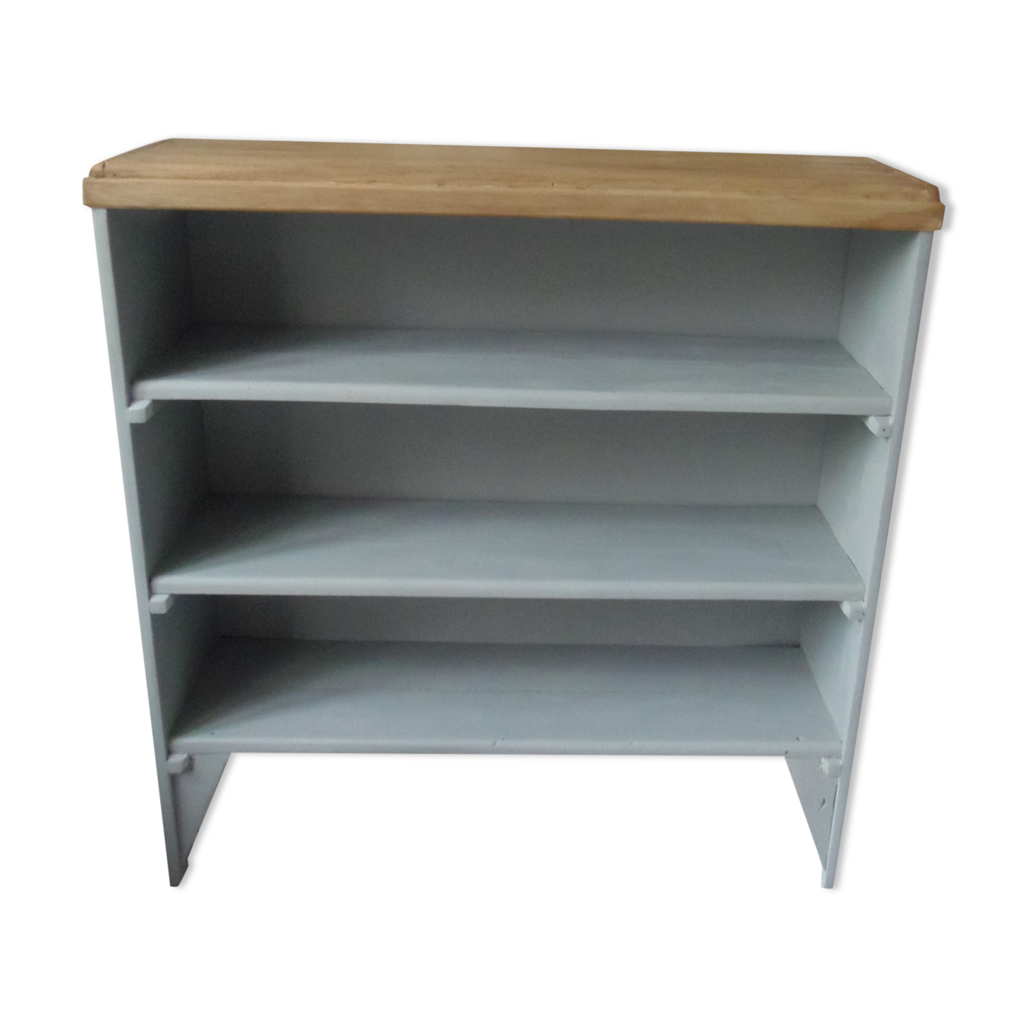 Vintage bookcase green of gray wooden top