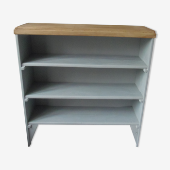 Vintage bookcase green of gray wooden top