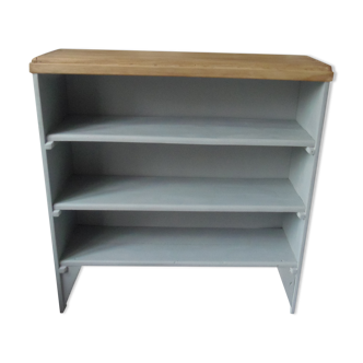 Vintage bookcase green of gray wooden top