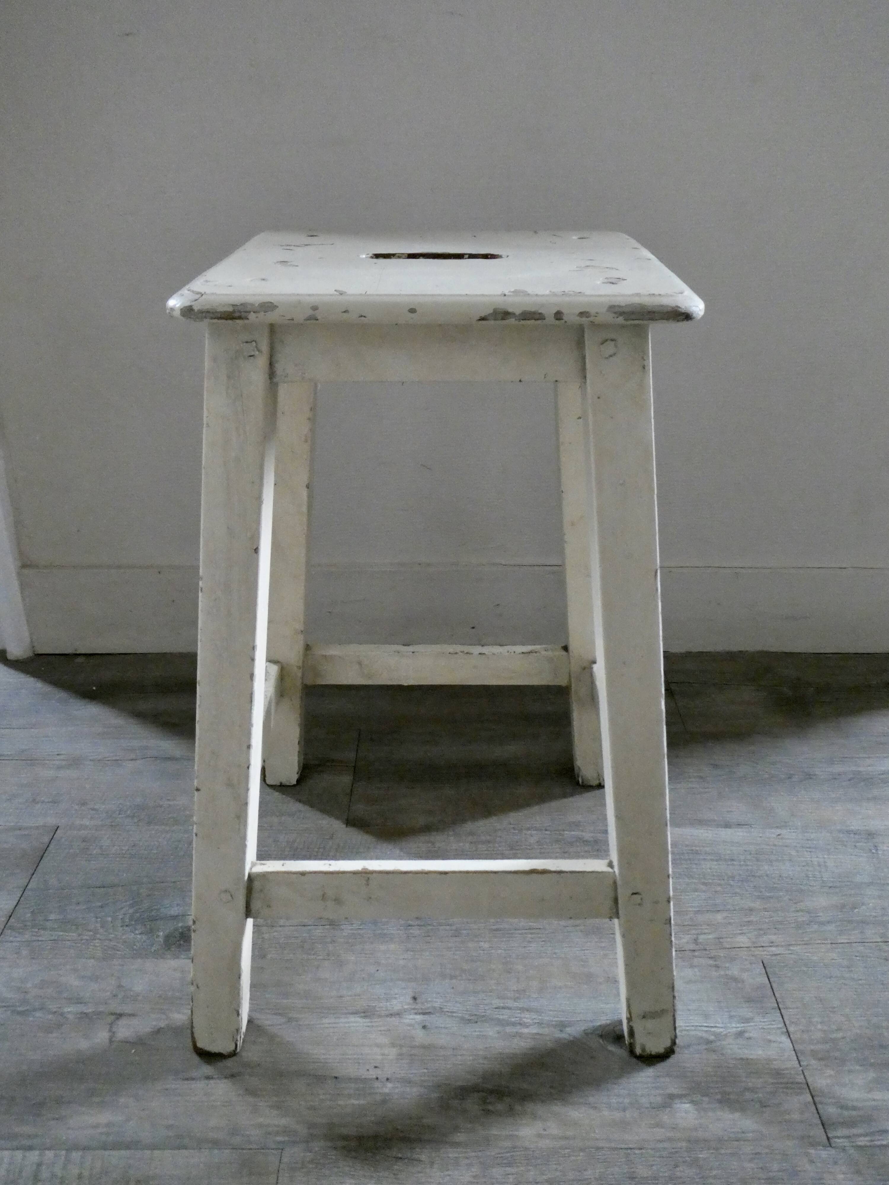 Original patina wooden handle stool