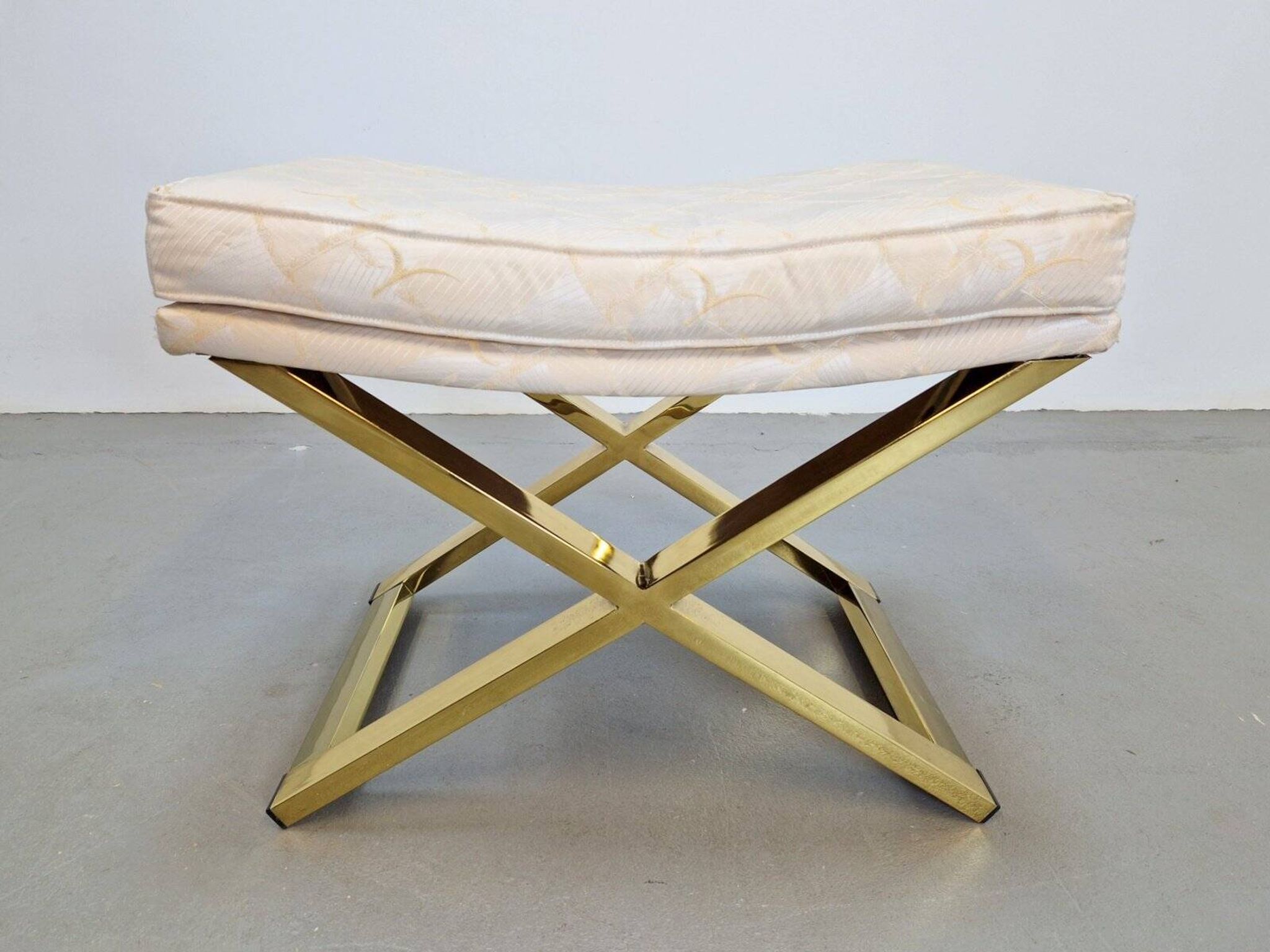 Vintage Regency Brass Cross Stool, Italy, 1970s