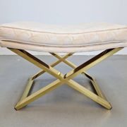 Vintage Regency Brass Cross Stool, Italy, 1970s