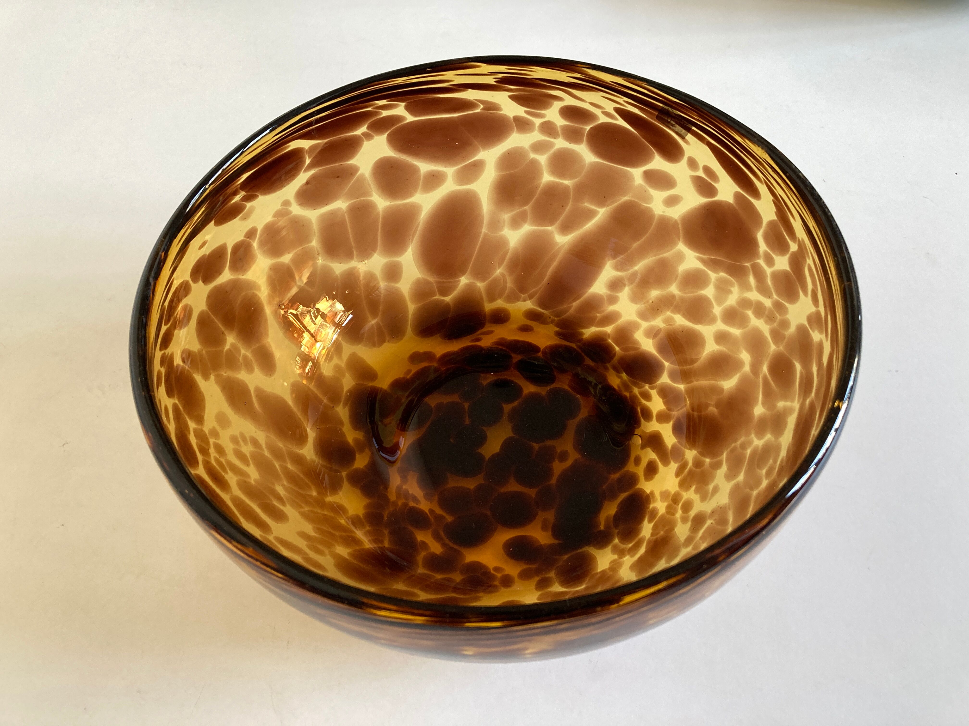 Salad bowl fruit cut XL glass scales macchia Murano Italian design