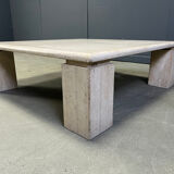 Vintage square four legged travertine coffee table, 1970s