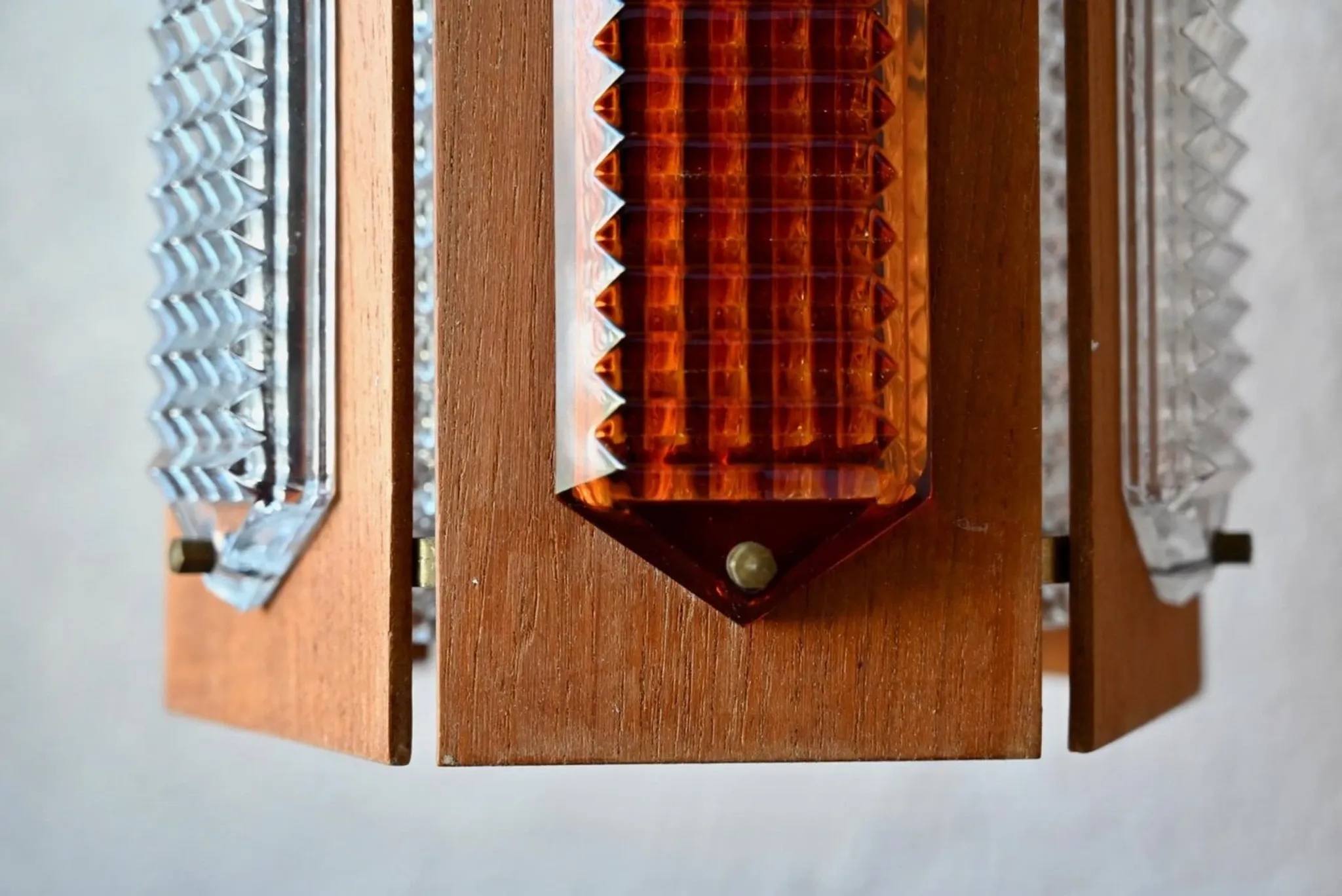 Scandinavian suspension teak pressed glass Wiktor Berndt A-lighting 1960s