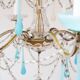 Italian chandelier with 6 arms in blue opaline glass (55 cm)