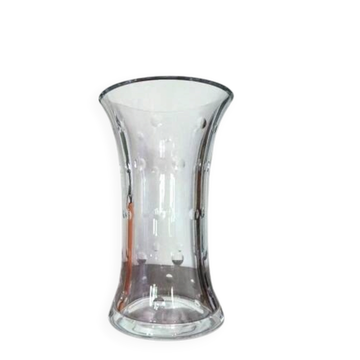 ST LOUIS "Bubbles" vase diabolo cut crystal bubbles signed - H 25 cm