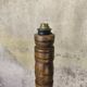 Vintage brutalist floor lamp made of turned wood.