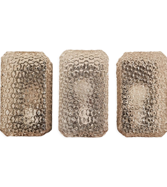 Lot de 3 appliques vintage noires et verre ciselé