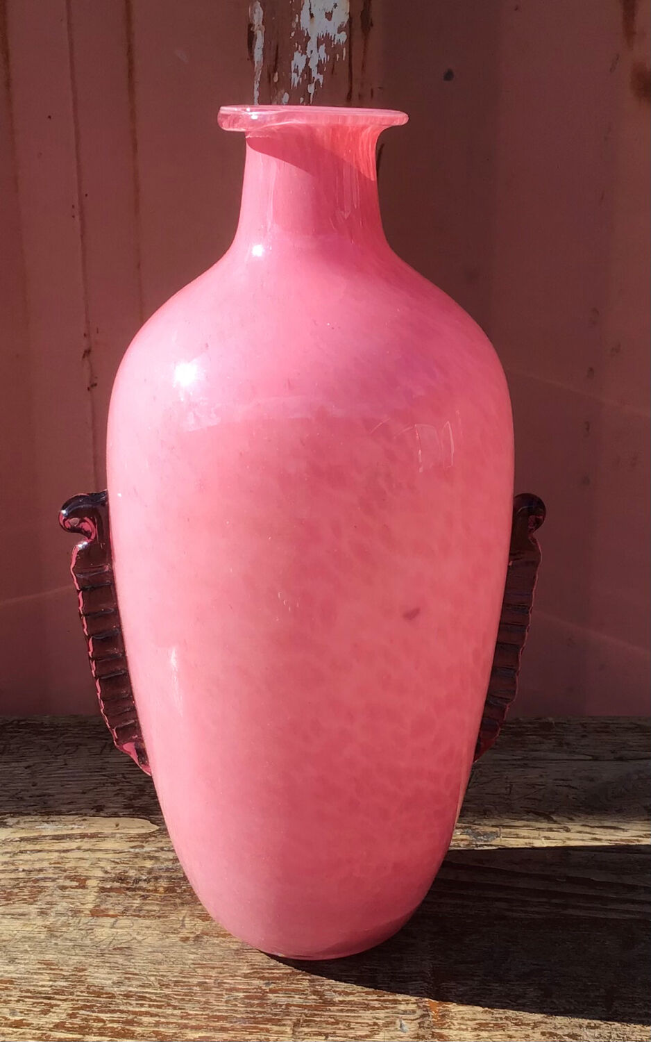 Art deco style pink glass vase
