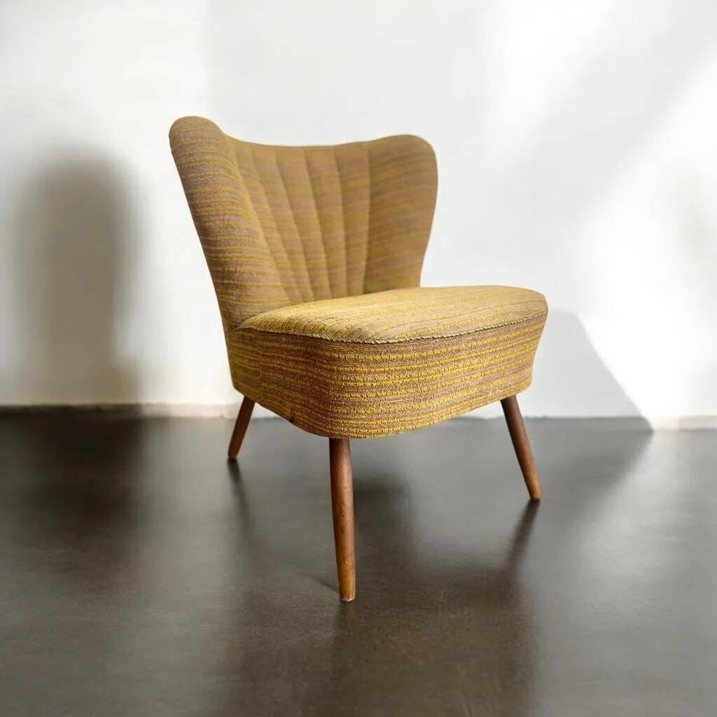 Cocktail chair / armchair / vintage sofa ochre yellow