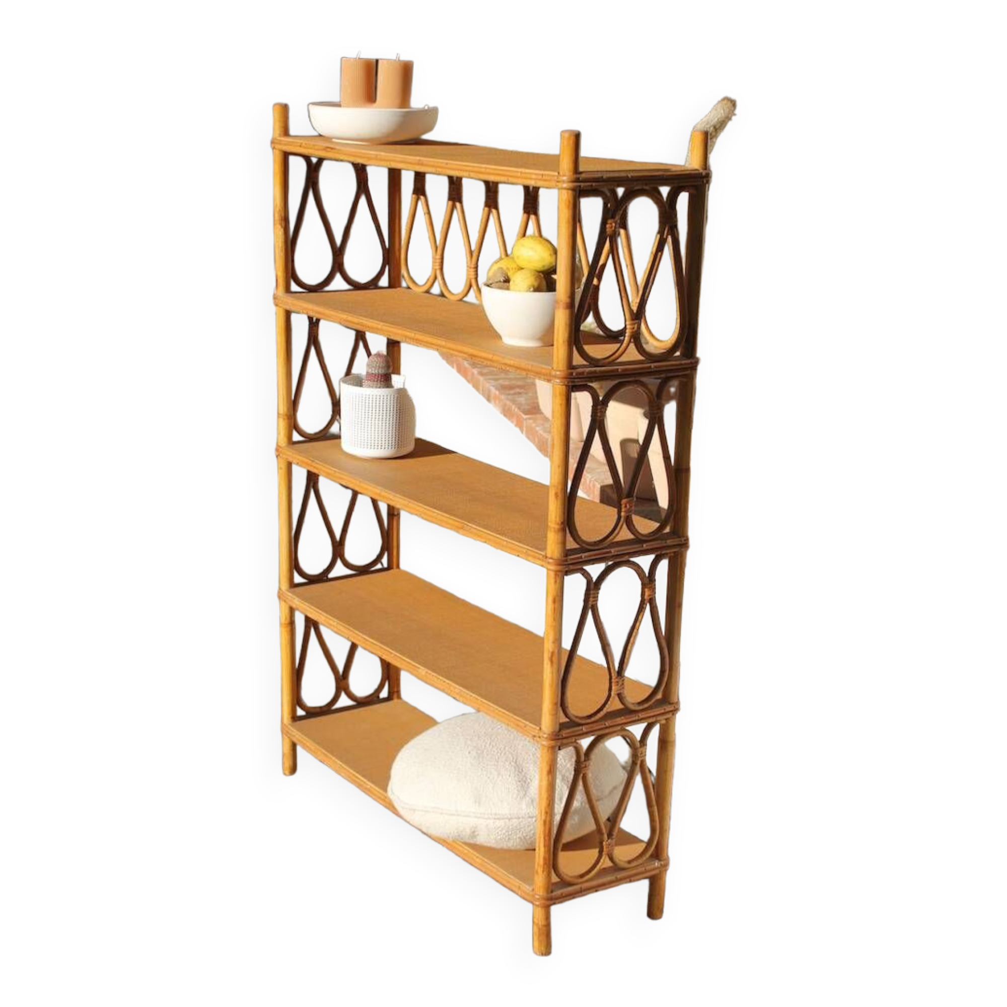 vintage rattan bookcase