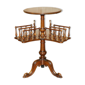 Table bibliothèque tournante victorienne en noyer burl restaurée