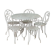 Table de jardin et chaises fer forgé blanc ancien