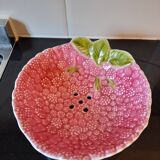 Egouttoir et grand plat barbotine motif framboise