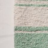 Handwoven recycled cotton rug - Mint and white