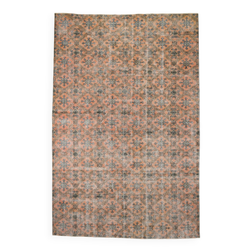 7x10 Pumpink Orange & Black Persian Rug, 208x316Cm