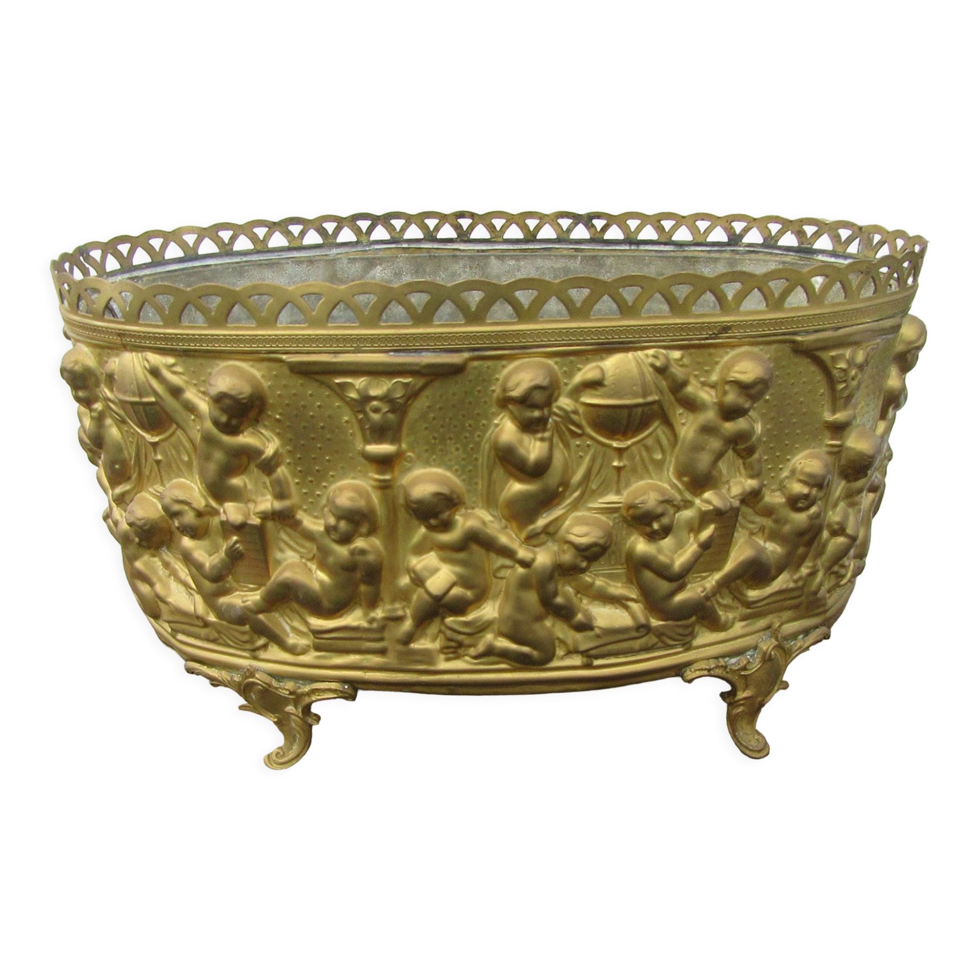 Jardinière laiton avec son bac en zinc