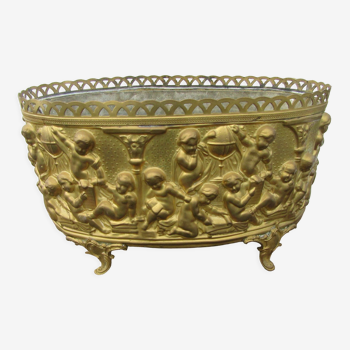 Brass planter with its zinc tray