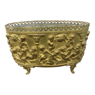 Brass planter with its zinc tray