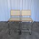 Ensemble de 2 chaises haute Bar Cesca / Design Marcel Breuer / Noyer clair, osier