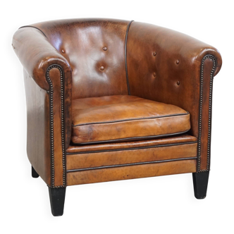 Fauteuil club en cuir de mouton