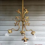 Antique 19th-century chandelier with 4 lights in gilded bronze, Napoleon III style - in working condition.