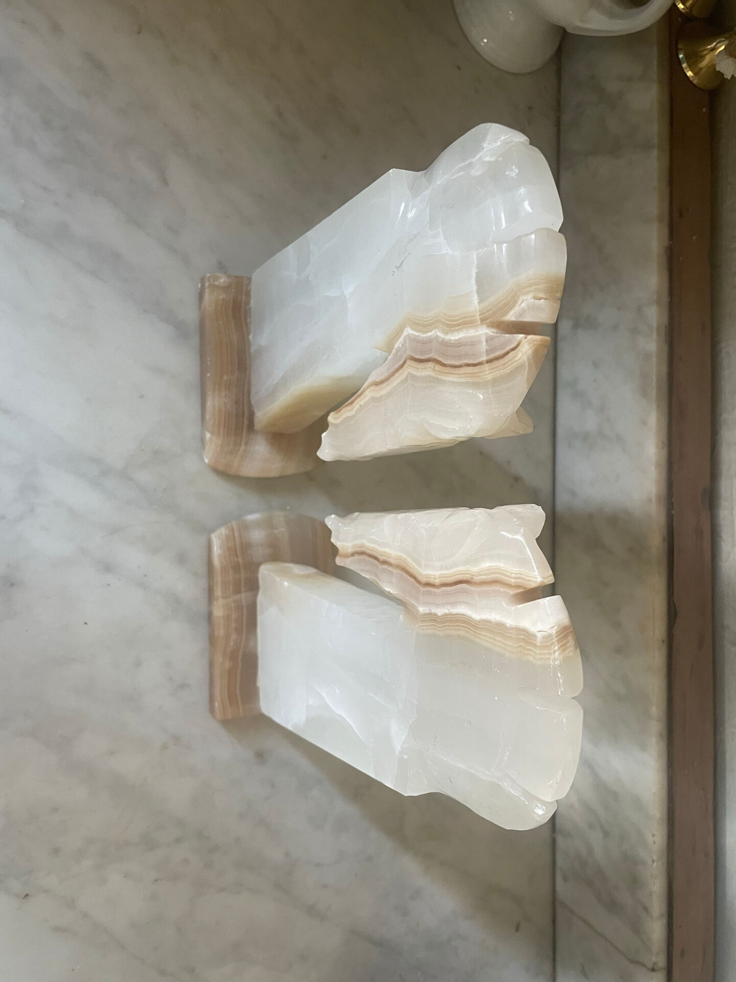 Pair of vintage onyx horse head bookends