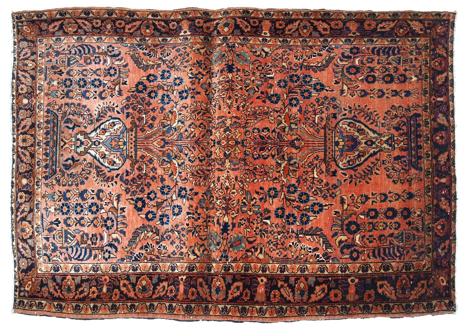 Handmade antique Persian Sarouk rug 109cm x 164cm 1920s - 1B747