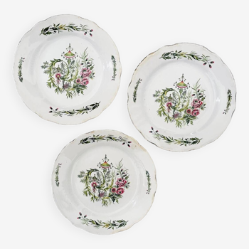 Set of 3 Digoin & Sarreguemines dessert plates