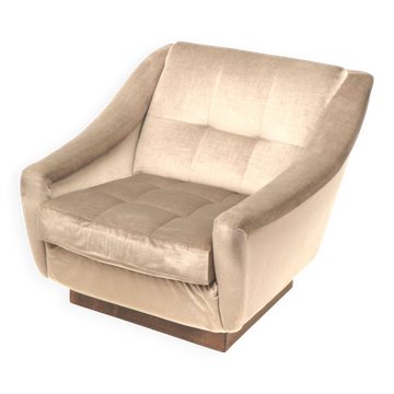 Fauteuil vintage en velours des années 70