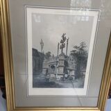 Lithographie originale (vers 1860) de Félix Benoist - Calvaire de Plougastel Daoulas
