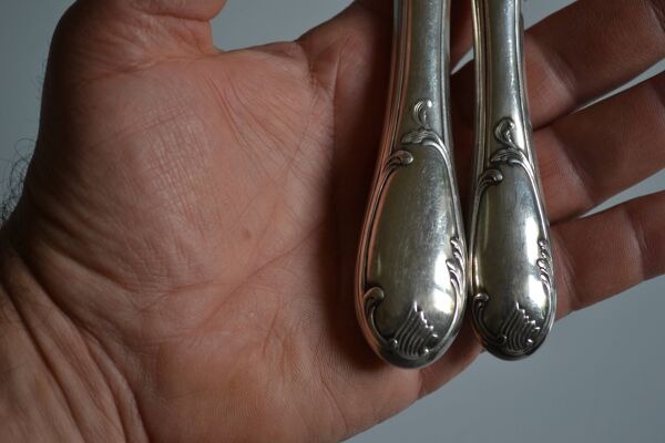 22 couteaux table & déssert métal argenté orfèvre Cailar Bayard